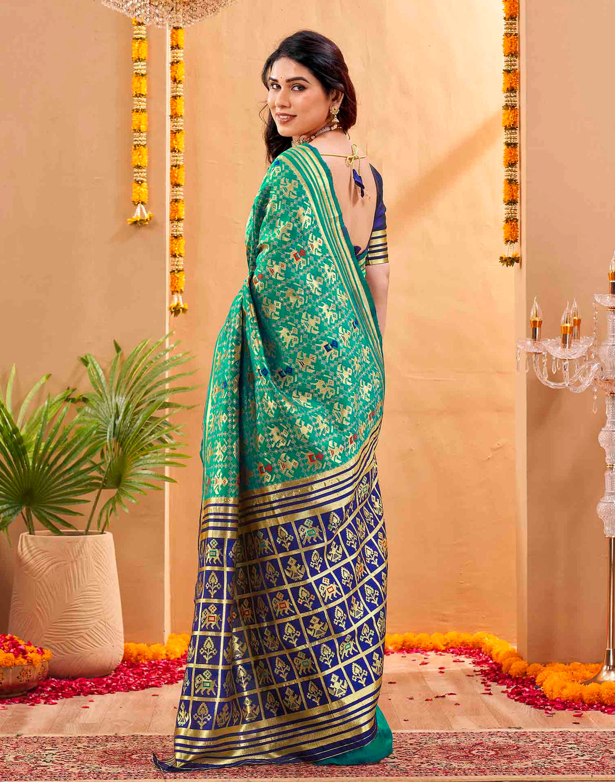 Teal Blue Silk Woven Patola Saree