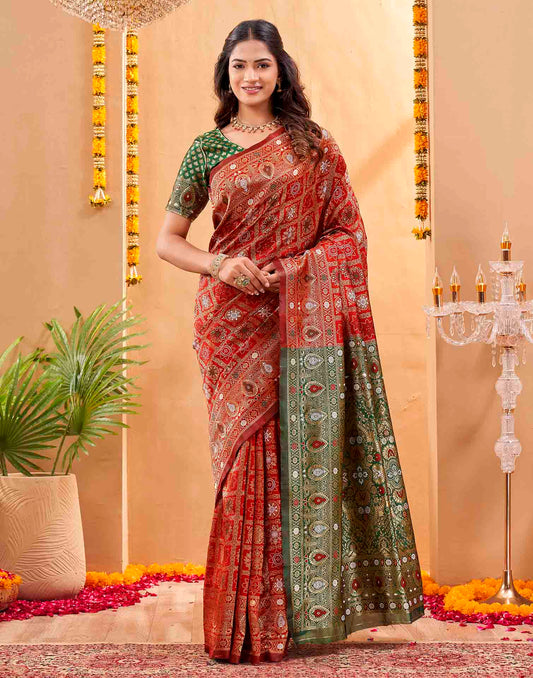 Red Silk Woven Patola Saree