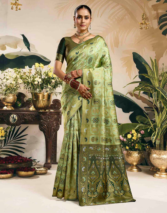 Light Green Silk Woven Patola Saree