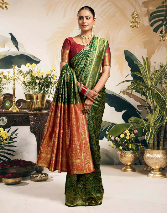 Green Silk Woven Banarasi Saree