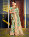 Pista Green Silk Woven Banarasi Saree
