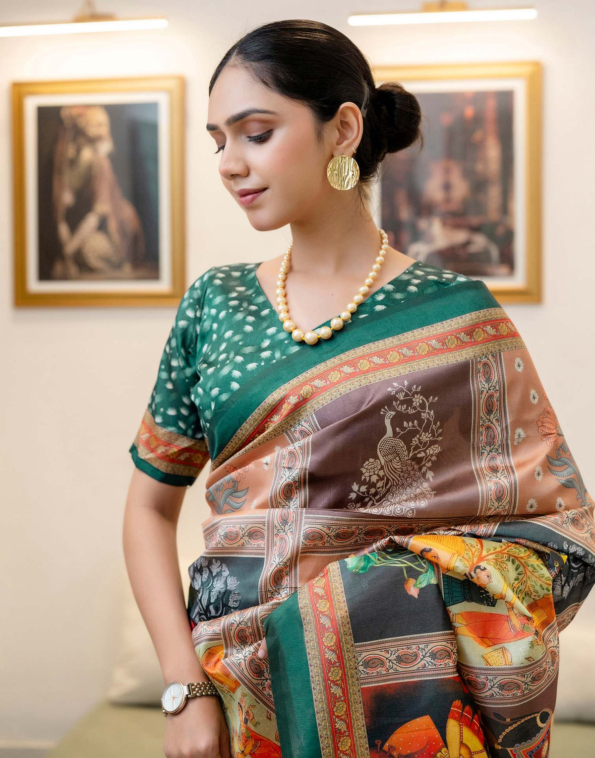 Ready To Wear Multicoloured Silk Printed Saree