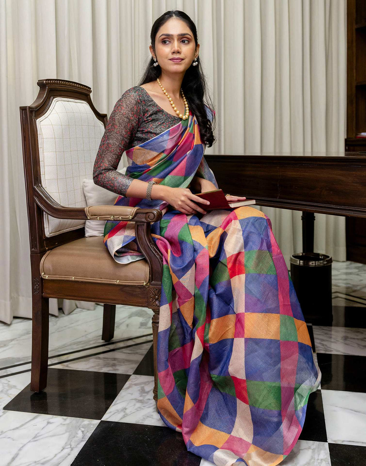 Ready To Wear Multicoloured Cotton Printed Saree