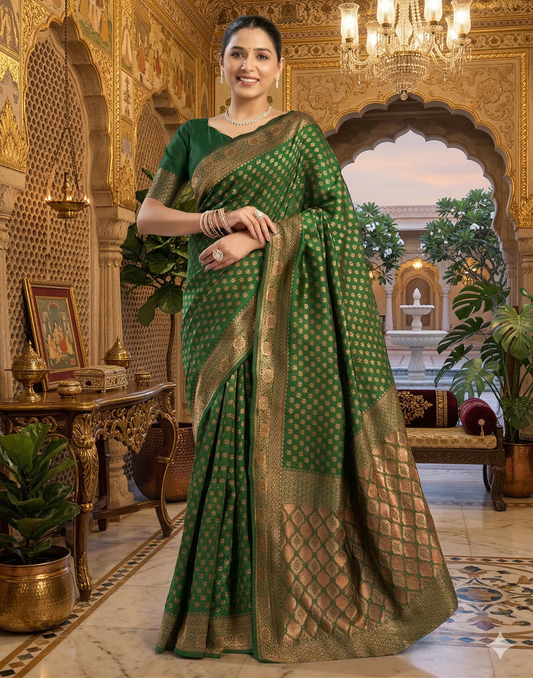 Royal Green Silk Woven Banarasi Saree