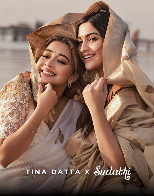 Tina Datta Beige Cotton Woven Zari Saree